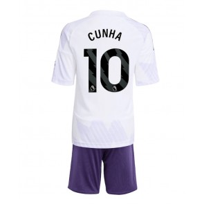 Manchester United Matheus Cunha #10 Udebanetrøje Børn 2025-26 Kortærmet (+ Korte bukser)